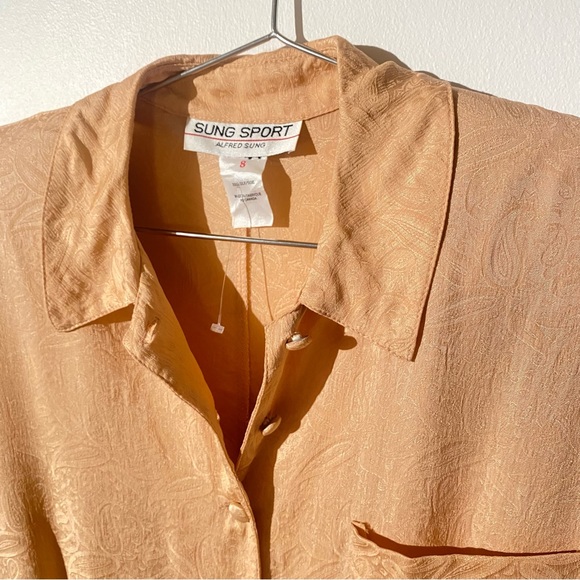 Alfred Sung Sport paisley print silk blouse - Picture 2 of 4